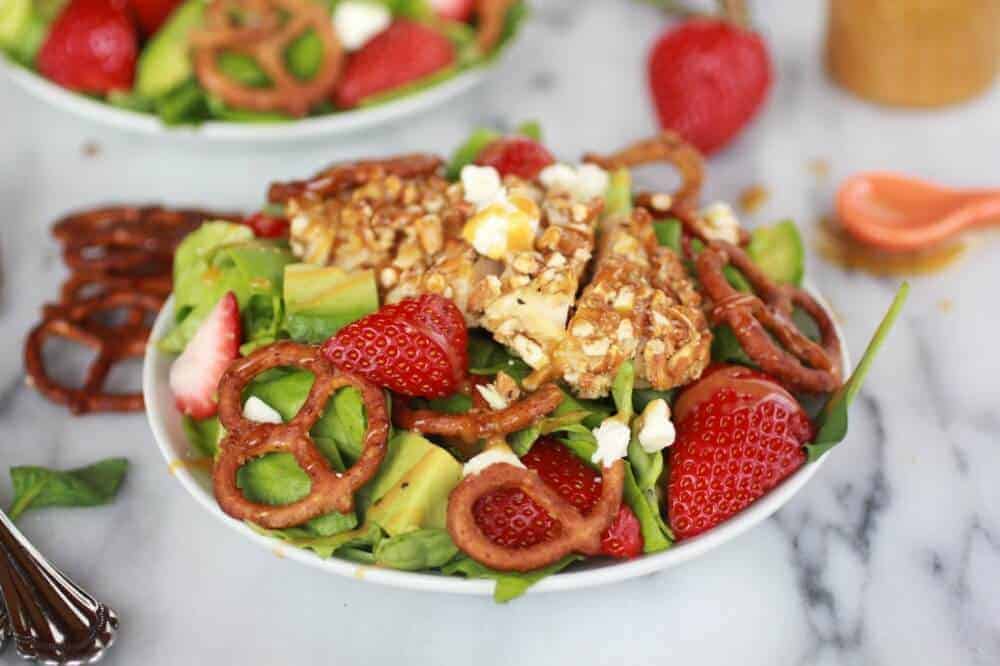 Honey Mustard Pretzel Crusted Chicken Salad with Spicy Honey Mustard Dressing-13