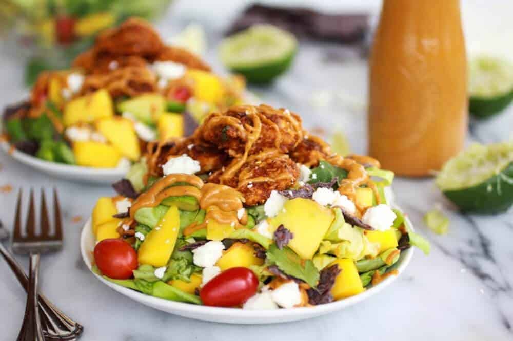 Tortilla Chip Crusted Chicken Salad with Avocado Chipotle Lime Dressing and Queso Fresco | https://body-metrics.site/