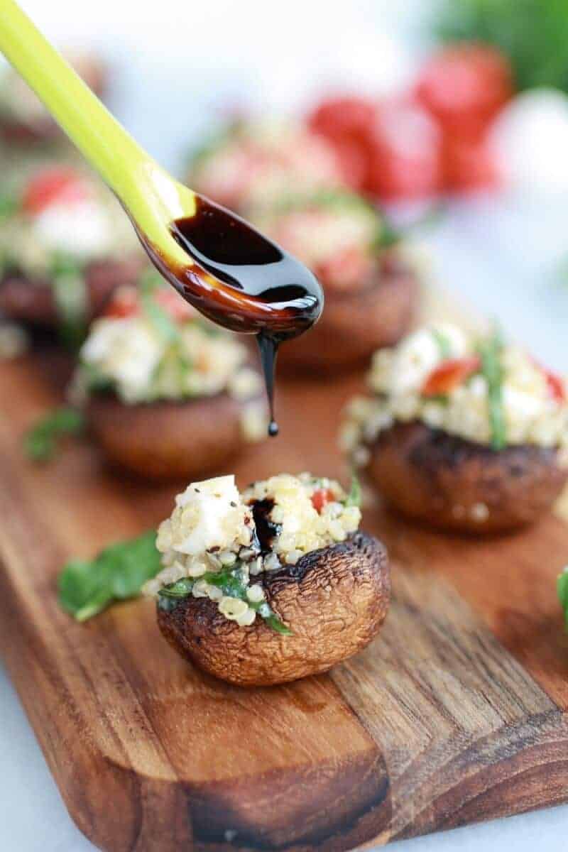 Caprese Quinoa Grilled Stuffed Mushrooms with Balsamic Glaze | https://body-metrics.site/