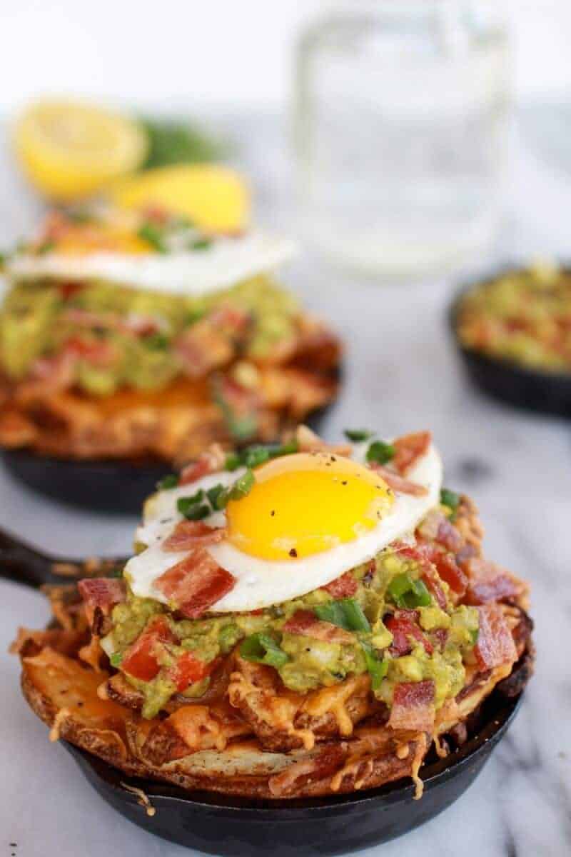 Cheesy Cajun Fries with Grilled Corn Guacamole, Bacon and Fried Eggs | halfbakedharvest.com/