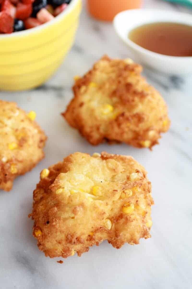 Corn Fritters with Coconut Whipped Cream and Sweet Honey Bourbon Syrup | https://body-metrics.site/