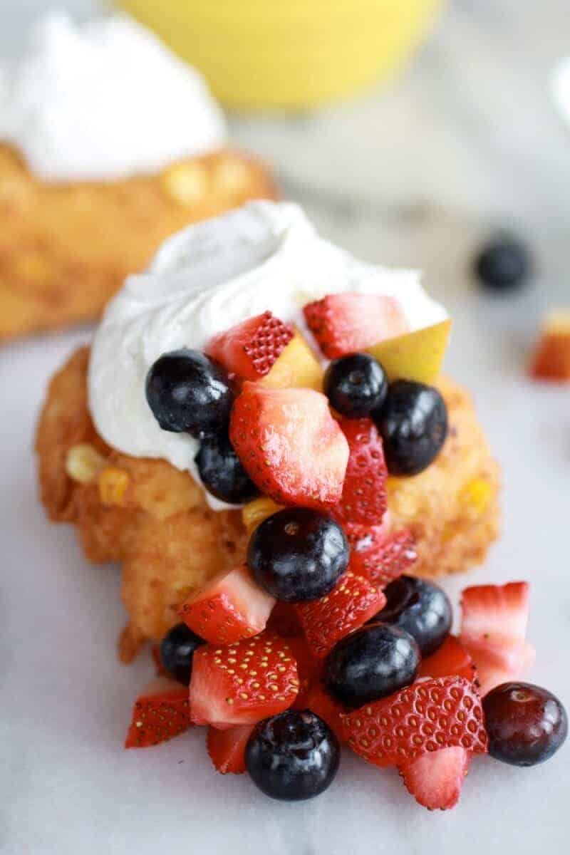 Corn Fritters with Coconut Whipped Cream and Sweet Honey Bourbon Syrup | https://body-metrics.site/