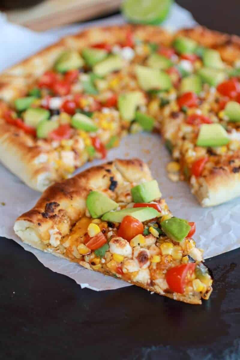 Grilled Corn and Chipotle Pesto Pizza with Queso Fresco