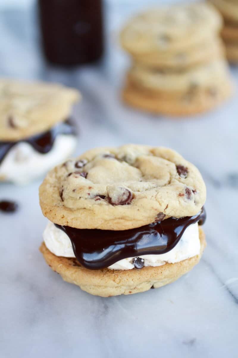 Hot Fudge Chocolate Chip Cookie Cookie Dough Ice Cream Sandwich | https://body-metrics.site/