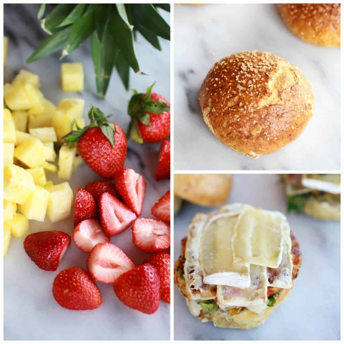 Brie Crab Cake Pretzel Slider Melts with Strawberry Pineapple Salsa | halfbakedharvest.com