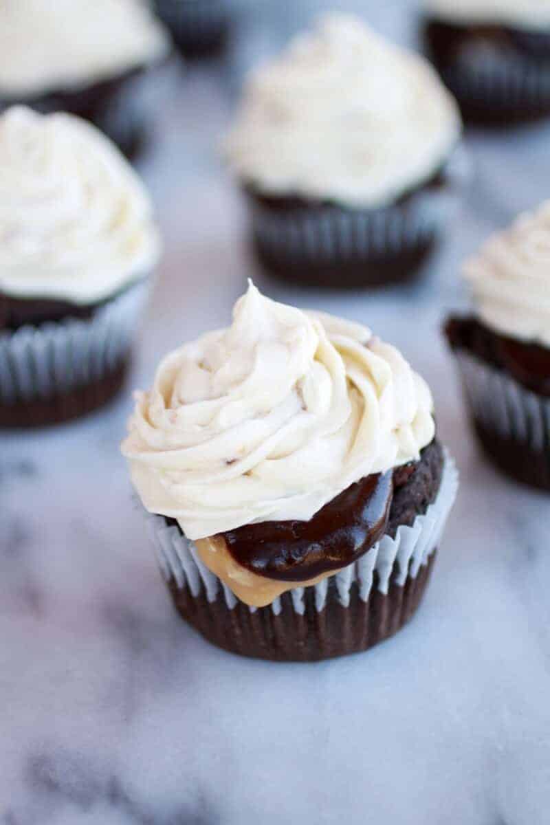 Snickers Coconut Caramel Cupcakes | halfbakedharvest.com