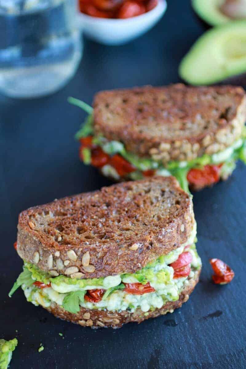 Blue Cheese + Smashed Avocado Roasted Tomato Grilled Cheese | halfbakedharvest.com/