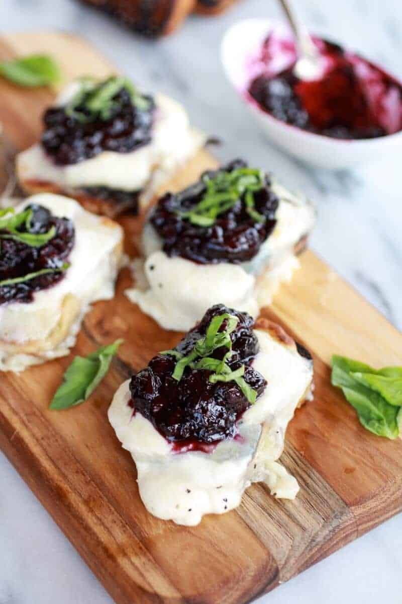 Blueberry Basil Balsamic Mozzarella Crisps | halfbakedharvest.com