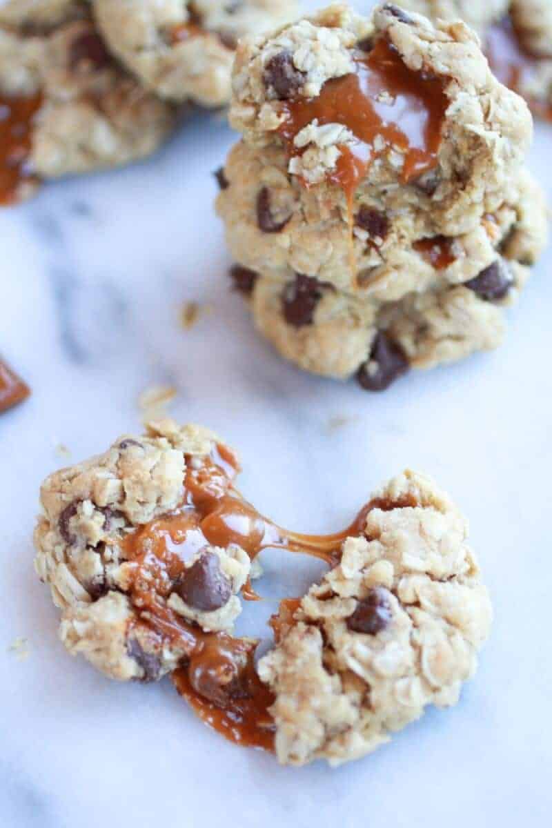 Burnt Peanut Butter Caramel Oatmeal Chocolate Chip Cookies || halfbakedharvest.com/