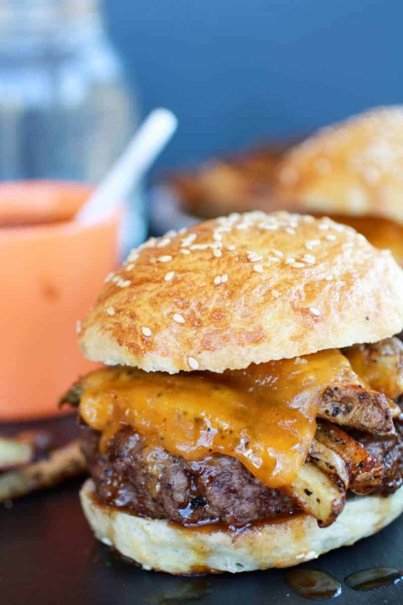 French Fry Bourbon Burgers | halfbakedharvest.com