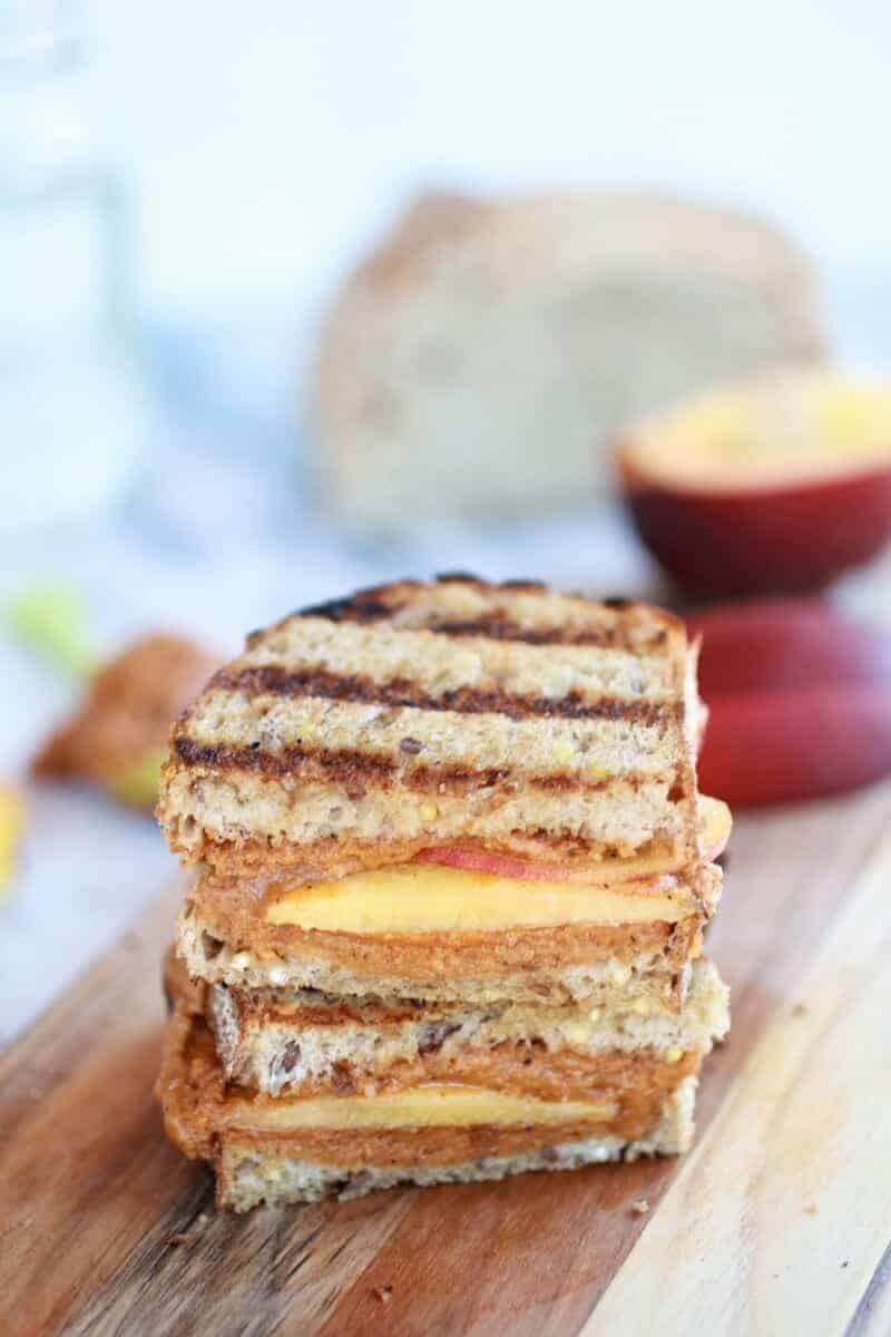 Chipotle Honey Roasted Peanut Butter and Peach Grilled Sandwich | halfbakedharvest.com