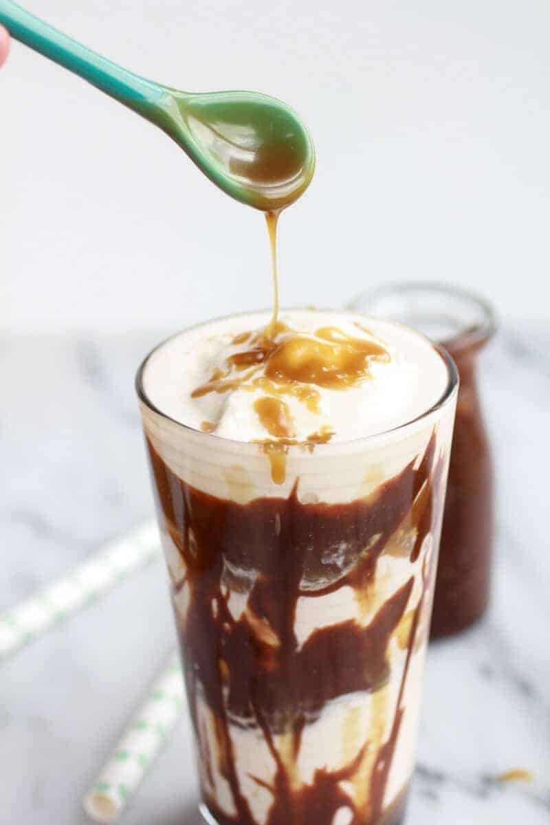 Butterscotch Milkshakes with Chocolate Peanut Butter Hot Fudge | halfbakedharvest.com