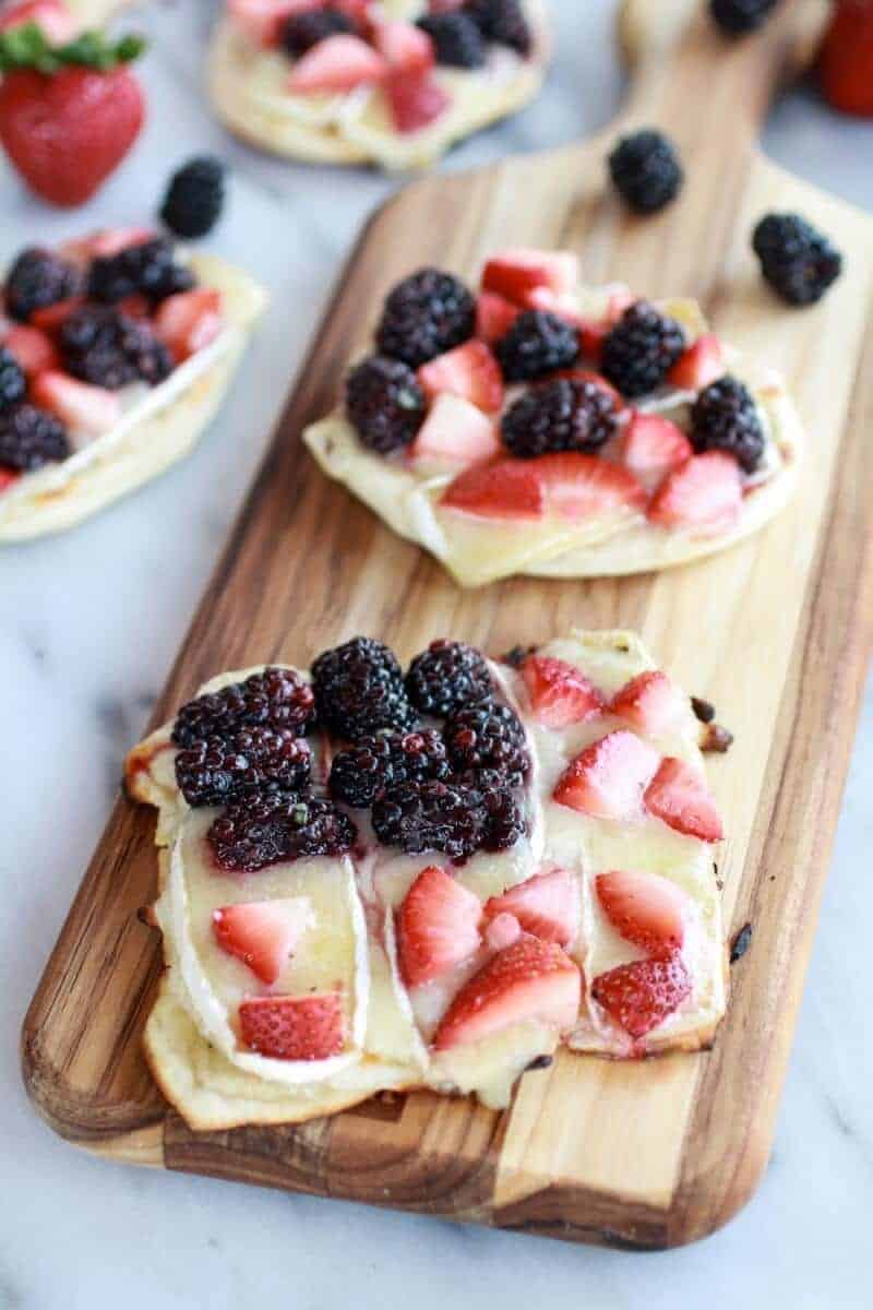 Grilled Blackberry, Strawberry, Basil and Brie Pizza Crisp | halfbakedharvest.com