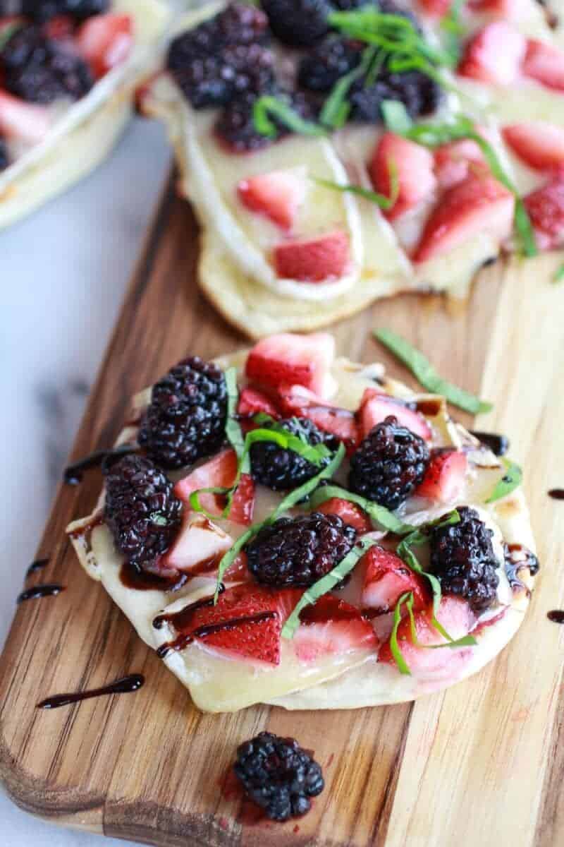 Grilled Blackberry, Strawberry, Basil and Brie Pizza Crisp | halfbakedharvest.com