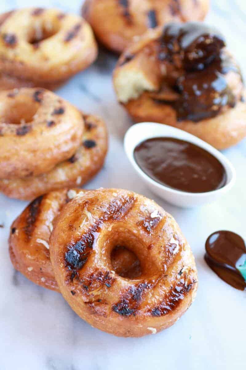 Grilled Espresso Glazed Coconut Doughnuts with Mocha Coconut Ganache-1