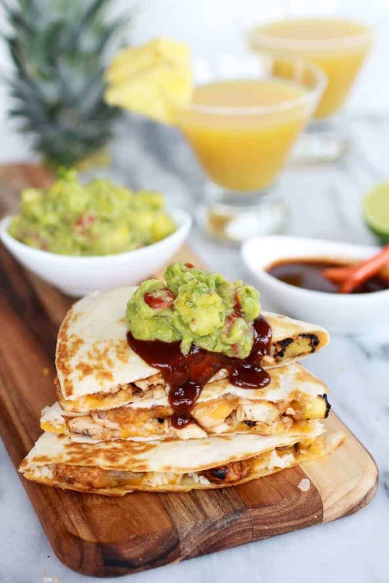 Hawaiian BBQ Quesadillas with Pineapple-Mango Guacamole | halfbakedharvest.com