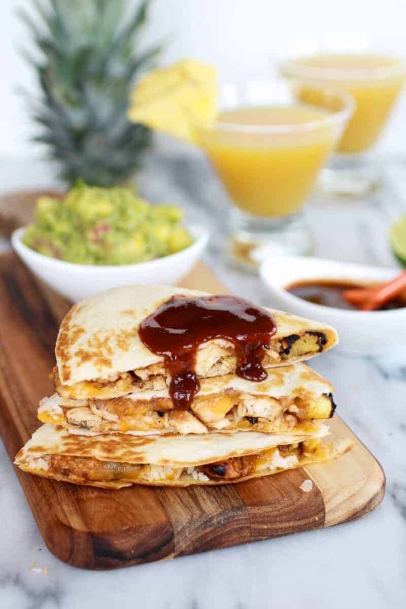 Hawaiian BBQ Quesadillas with Pineapple-Mango Guacamole | halfbakedharvest.com