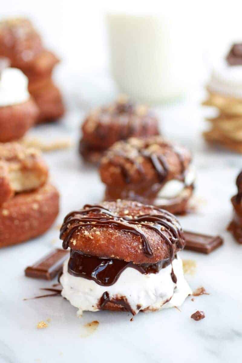 S'more Doughnut Sandwich With Easy Homemade Beer Marshmallows | .halfbakedharvest.com/