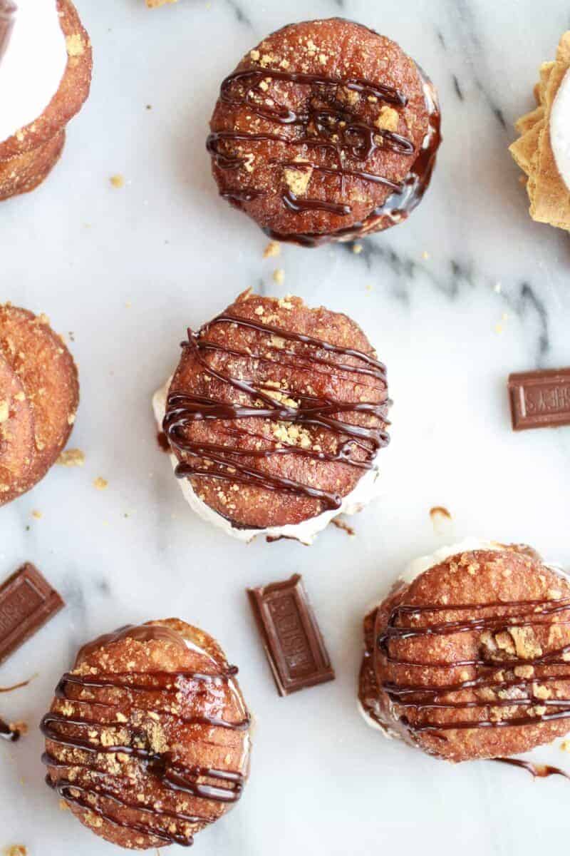 S'more Doughnut Sandwich With Easy Homemade Beer Marshmallows | .halfbakedharvest.com/