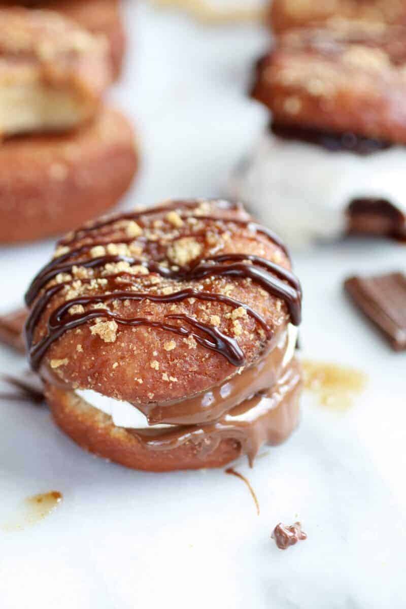 S'more Doughnut Sandwich With Easy Homemade Beer Marshmallows | .halfbakedharvest.com/