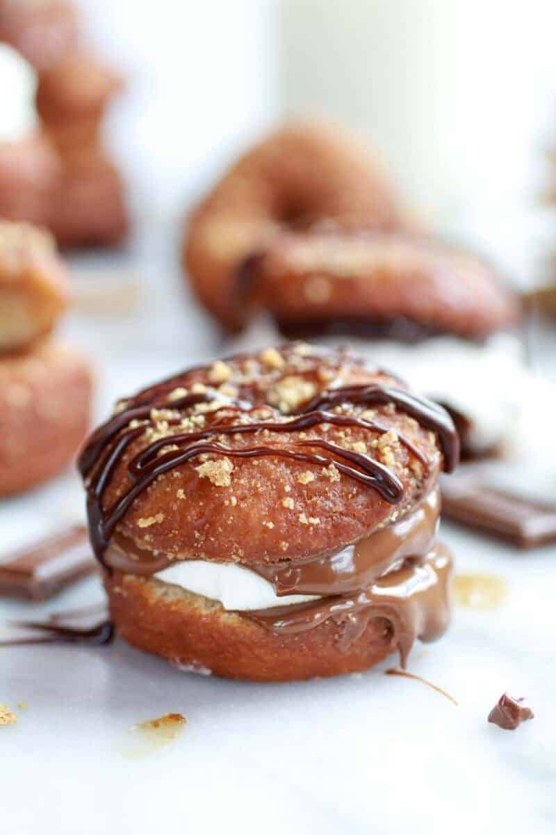S'more Doughnut Sandwich With Easy Homemade Beer Marshmallows | .halfbakedharvest.com/