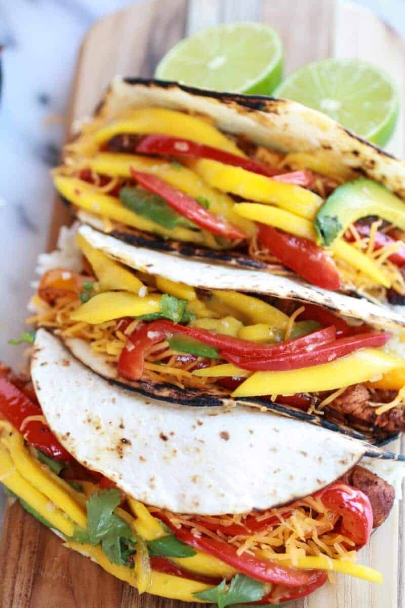 Easy Chicken Fajitas with Thai Mango Slaw and Coconut Rice | halfbakedharvest.com/