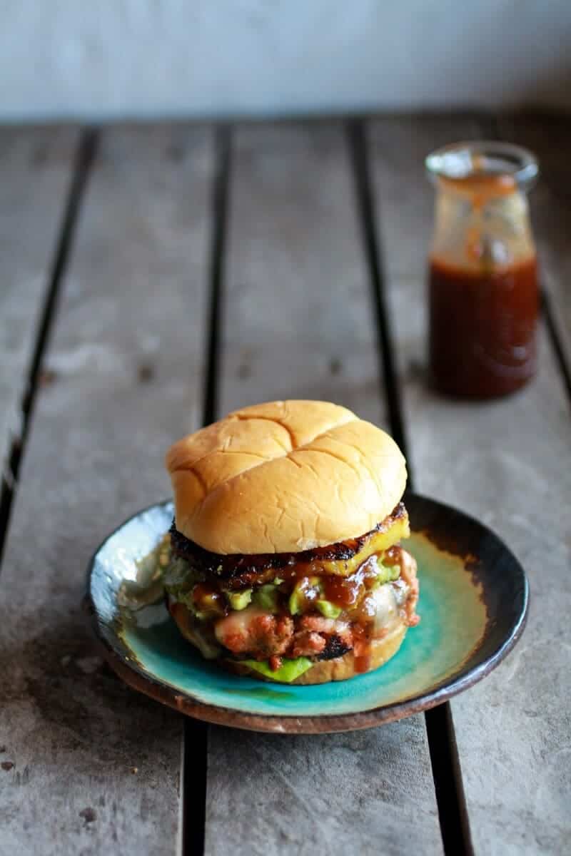 Hawaiian BBQ Salmon Burgers with Coconut Caramelized Pineapple | halfbakedharvest.com