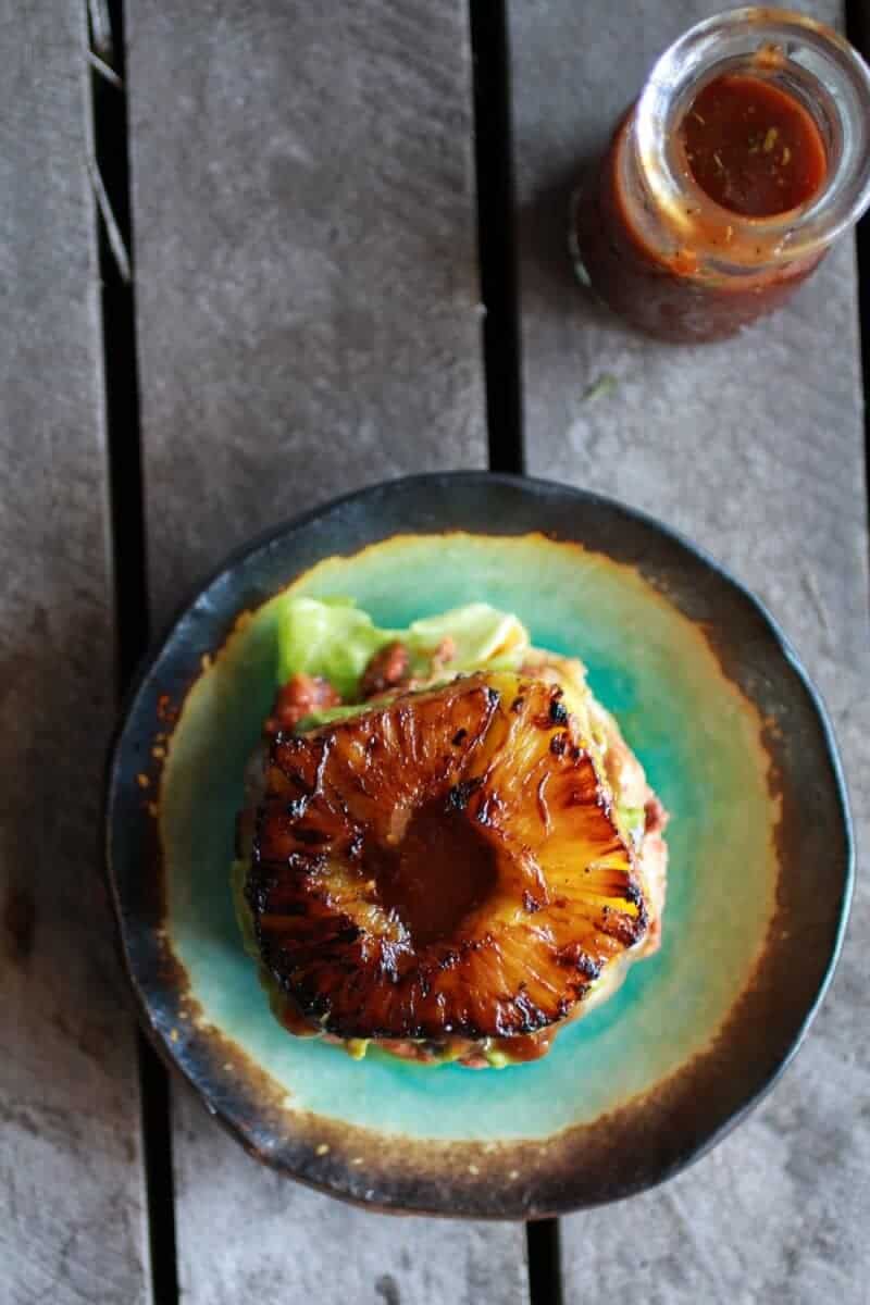 Hawaiian BBQ Salmon Burgers with Coconut Caramelized Pineapple | halfbakedharvest.com