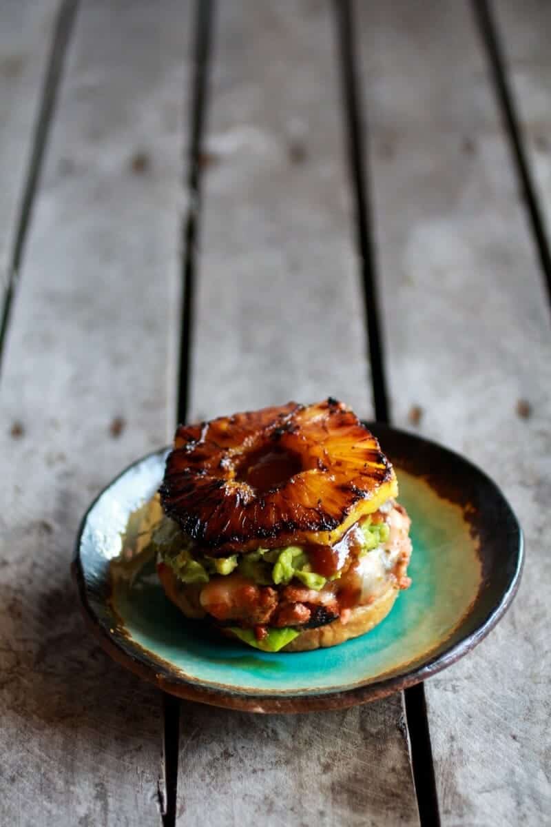 Hawaiian BBQ Salmon Burgers with Coconut Caramelized Pineapple | halfbakedharvest.com