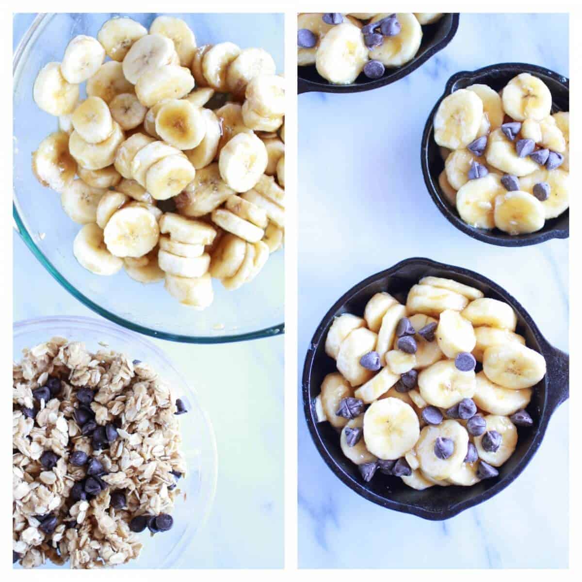 Oatmeal Cookie Banana Crisp with Chocolate Kahlua Sauce | halfbakedharvest.com