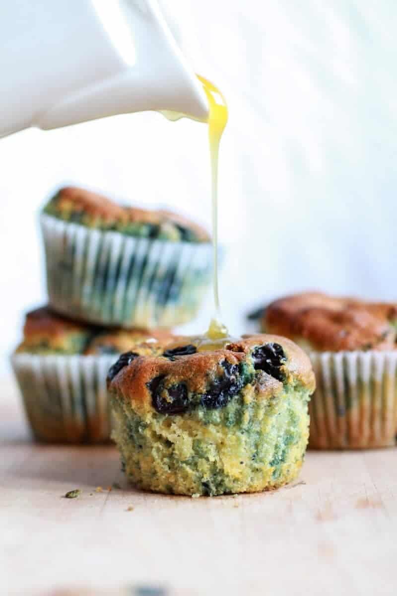 Roasted Blueberry and Brie Cornbread Muffins with Warm Honey Butter | halfbakedharvest.com