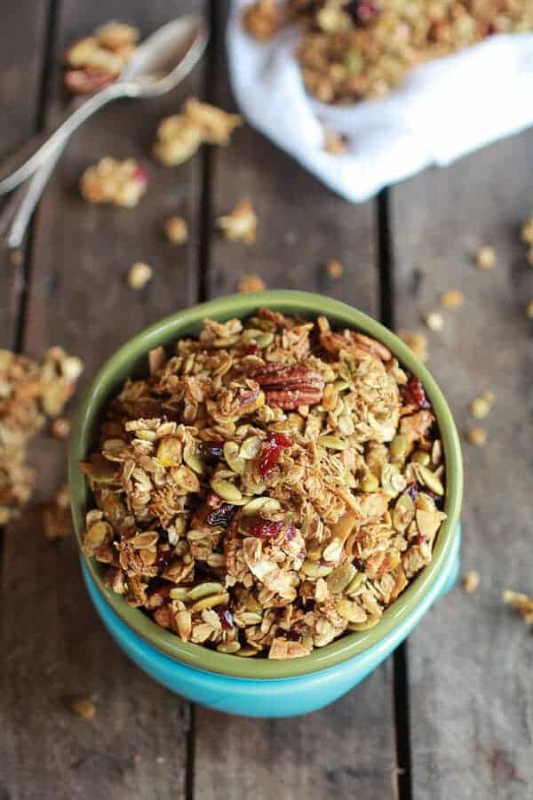Brown Butter Pumpkin Seed and Espresso Glazed Big Cluster Granola | halfbakedharvest.com