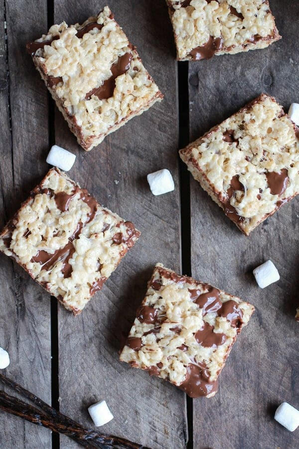 Brown Butter Vanilla Bean and Nutella Swirled Rice Krispie Treats | halfbakedharvest.com