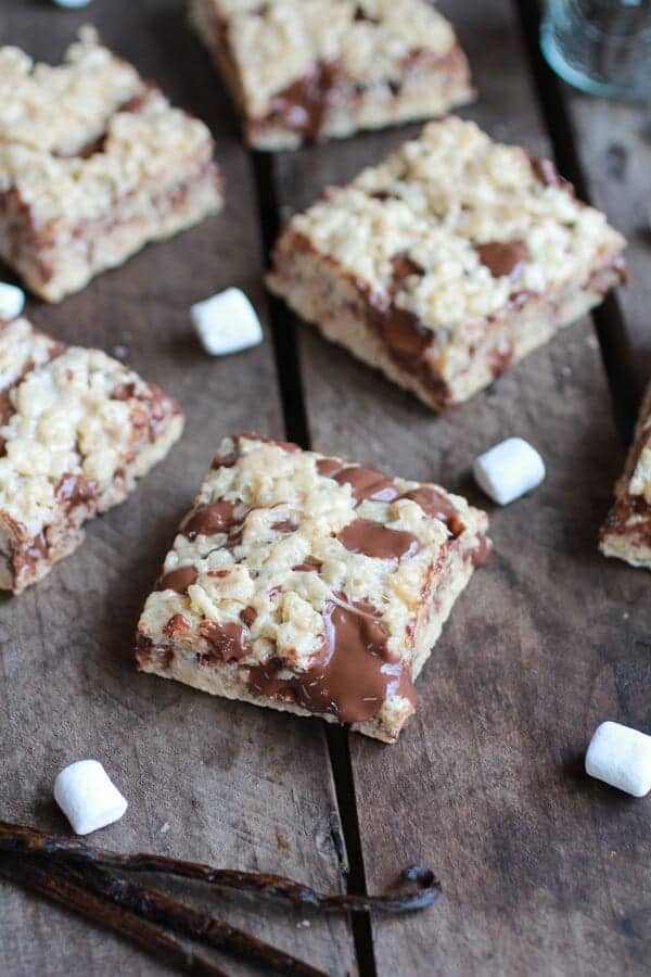 Brown Butter Vanilla Bean and Nutella Swirled Rice Krispie Treats | halfbakedharvest.com