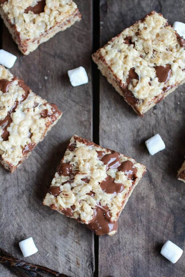 Brown Butter Vanilla Bean and Nutella Swirled Rice Krispie Treats | halfbakedharvest.com