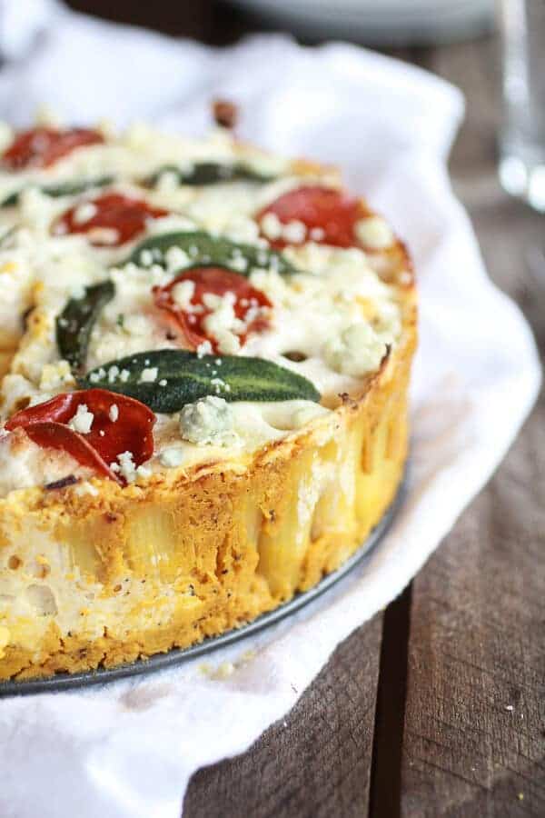 Butternut Squash and Gorgonzola Rigatoni Pasta Pie with Fried Sage | halfbakedharvest.com