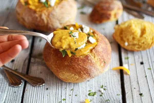 Curried Butternut Squash Broccoli Cheddar and Goat Cheese Soup | halfbakedharvest.com