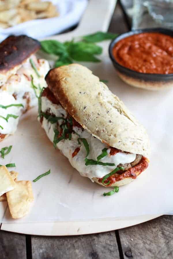 Easy Burrata Cheese Stuffed Spicy Meatball Subs | halfbakedharvest.com