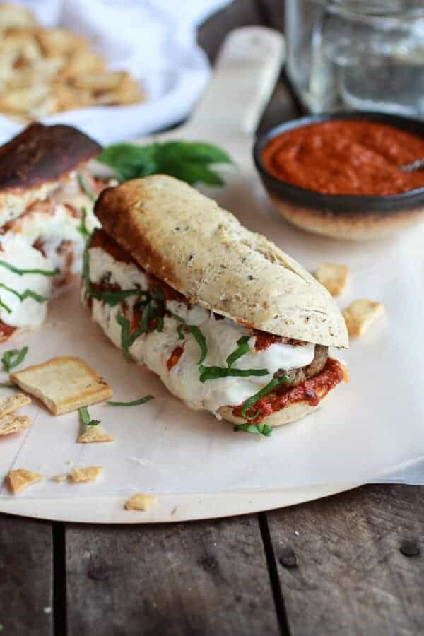 Easy Burrata Cheese Stuffed Spicy Meatball Subs | halfbakedharvest.com