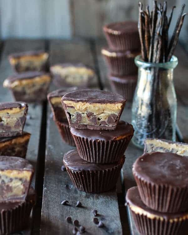 Tripple Layer Peanut Butter + Chocolate Chip Cookie + Cookie Dough Cups | halfbakedharvest.com