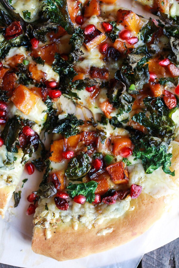 Caramelized Butternut, Crispy Kale + Fontina Pizza | halfbakedharvest.com