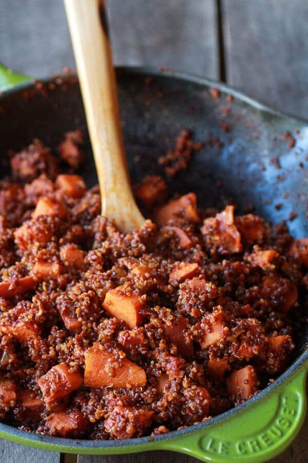 Chipotle Quinoa Sweet Potato Tacos with Roasted Cranberry Pomegranate Salsa | halfbakedharvest.com