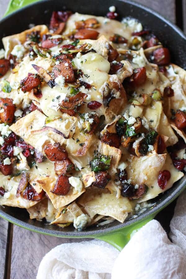 Cranberry, Butternut and Brussels Sprout Brie Skillet Nachos |halfbakedharvest.com @hbharvest