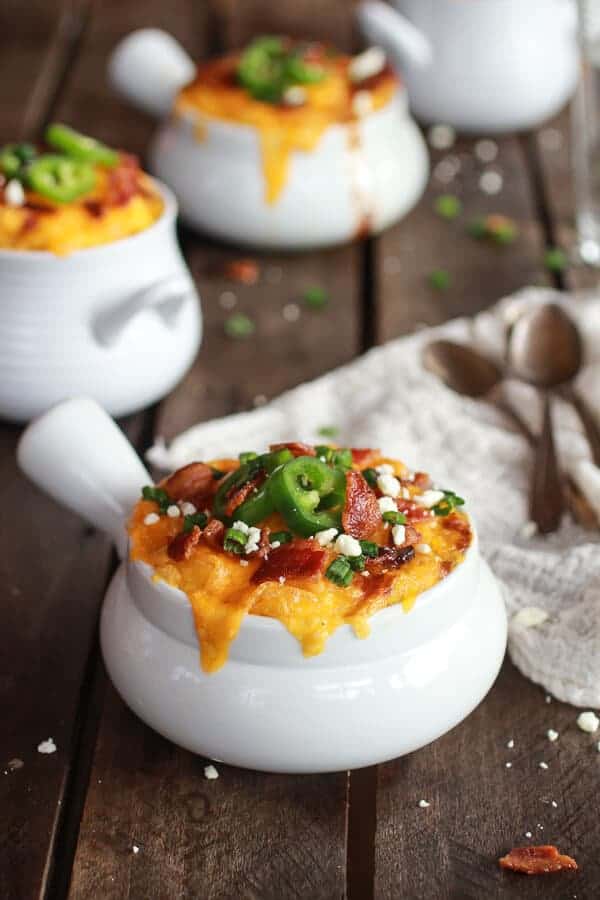 Easy Jalapeño Popper Chicken Chili and Cheddar Polenta Pot Pies | halfbakedharvest.com