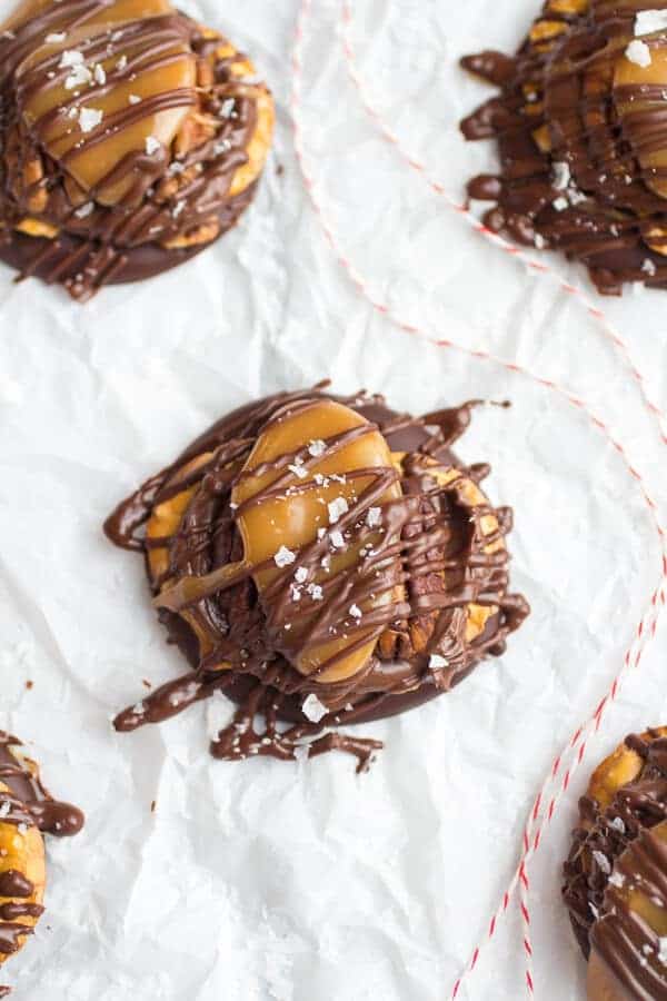 (Idiot Proof) Salted Chocolate Covered Pretzel Nutella Turtle Cookies | halfbakedharvest.com