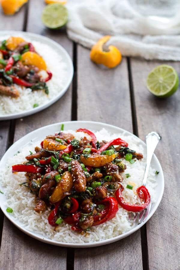 30 Minute Sweet Asian Chili Pork, Ginger and Tangerine Stir Fry | halfbakedharvest.com