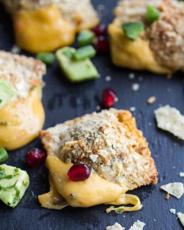 Tortilla Chip Crusted Oven-Fried Ravioli with Spicy Fontina Queso Fundido | halfbakedharvest.com