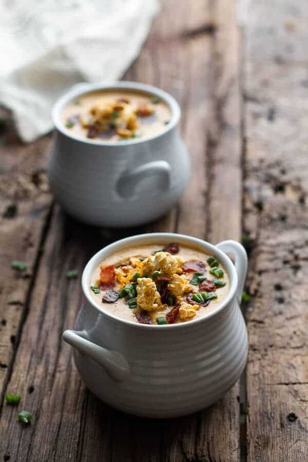 Cheddar Ale Soup with Chili Cheese Popcorn | halfbakedharvest.com