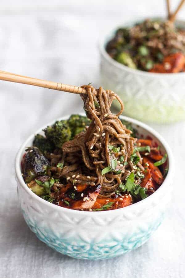 Hoisin Caramelized Salmon and Sesame Soba Noodle Bowls | halfbakedharvest.com
