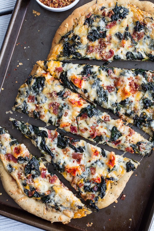 Brown Butter Lobster and Spinach Pizza with Bacon + Fontina | halfbakedharvest.com